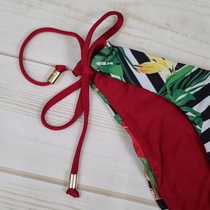 Nicolita reversible Tropical Leaf & Red Tie-Side Bikini Bottom size small